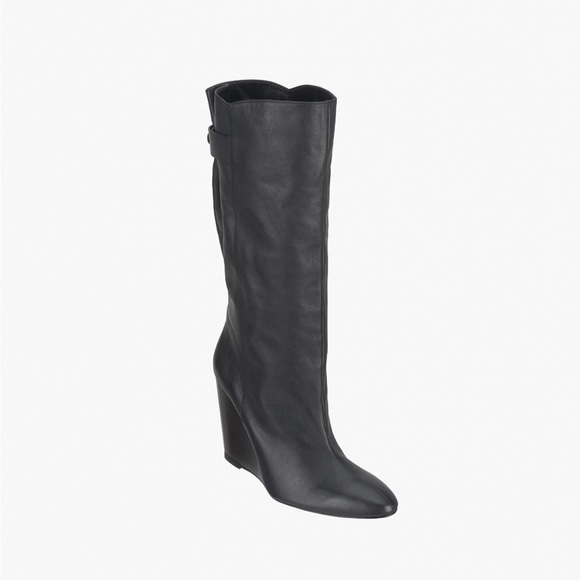 Zara genuine leather black wedge boots - Picture 4 of 15